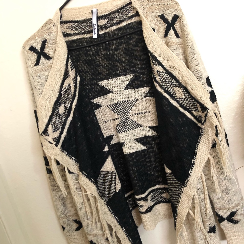 Petrol Tribal Knitted tassel Sweater